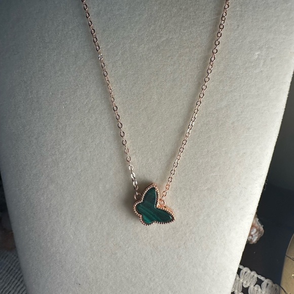 Malachite Butterfly Pendant Necklace - Picture 4 of 8